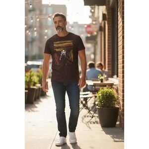 Ghost Face Scream Movie T-Shirt Men  Brown Van Gogh Scream Mashup Art SZ XL #011